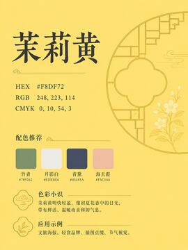 中国传统色 茉莉黄 #F8DF72 色卡