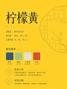 中国传统色 柠檬黄 #FCD337 色卡