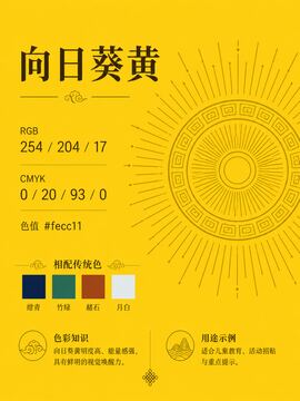 中国传统色 向日葵黄 #FECC11 色卡