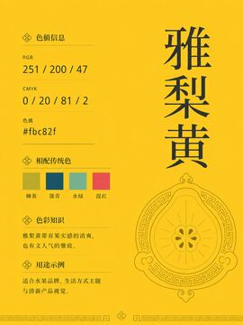 中国传统色 雅梨黄 #FBC82F 色卡