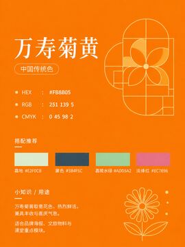 中国传统色 万寿菊黄 #FB8B05 色卡
