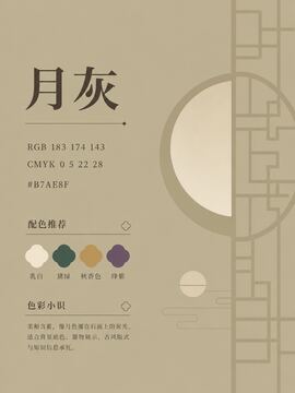 中国传统色 月灰 #B7AE8F 色卡