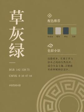 中国传统色 草灰绿 #8E804B 色卡