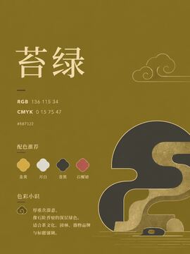 中国传统色 苔绿 #887322 色卡