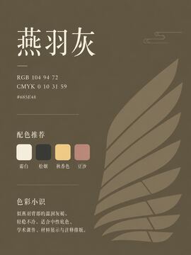 中国传统色 燕羽灰 #685E48 色卡