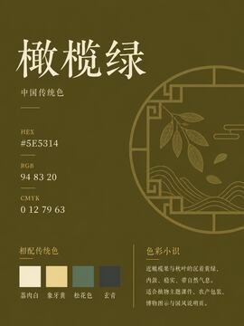 中国传统色 橄榄绿 #5E5314 色卡