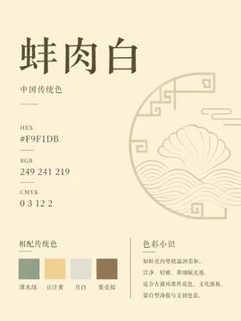 中国传统色 蚌肉白 #F9F1DB 色卡