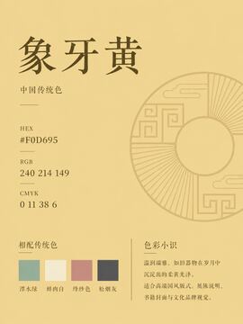 中国传统色 象牙黄 #F0D695 色卡