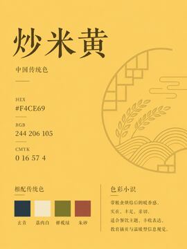 中国传统色 炒米黄 #F4CE69 色卡