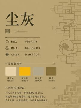 中国传统色 尘灰 #B6A476 色卡