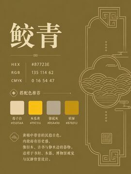 中国传统色 鲛青 #87723E 色卡
