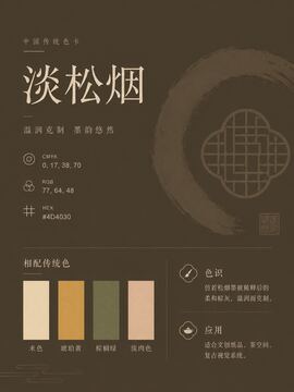 中国传统色 淡松烟 #4D4030 色卡