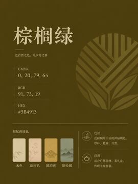 中国传统色 棕榈绿 #5B4913 色卡