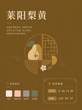 中国传统色 莱阳梨黄 #815F25 色卡