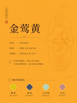 中国传统色 金莺黄 #F4A83A 色卡