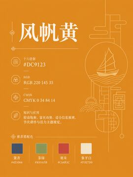 中国传统色 风帆黄 #DC9123 色卡