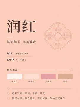 中国传统色 润红 #F7CDBC 色卡