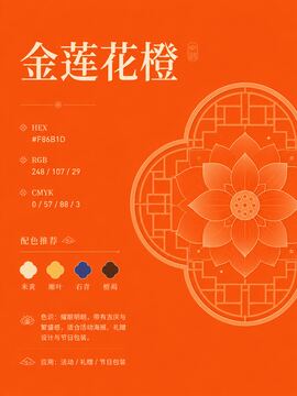 中国传统色 金莲花橙 #F86B1D 色卡