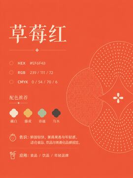 中国传统色 草莓红 #EF6F48 色卡