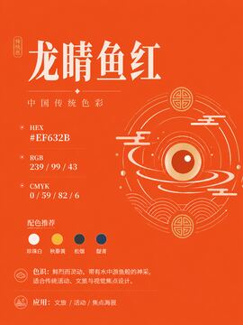 中国传统色 龙睛鱼红 #EF632B 色卡