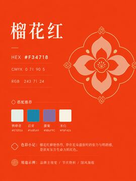 中国传统色 榴花红 #F34718 色卡