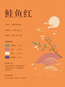 中国传统色 鲑鱼红 #F09C5A 色卡