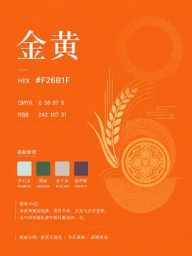 中国传统色 金黄 #F26B1F 色卡