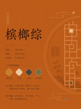 中国传统色 槟榔综 #C1651A 色卡