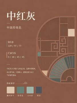中国传统色 中红灰 #8B614D 色卡