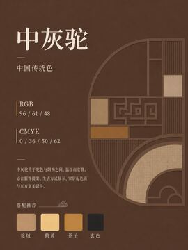 中国传统色 中灰驼 #603D30 色卡