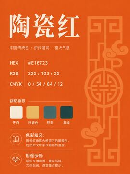 中国传统色 陶瓷红 #E16723 色卡