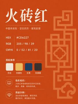 中国传统色 火砖红 #CD6227 色卡