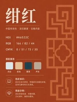 中国传统色 绀红 #A6522C 色卡