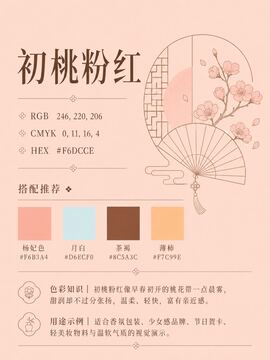 中国传统色 初桃粉红 #F6DCCE 色卡