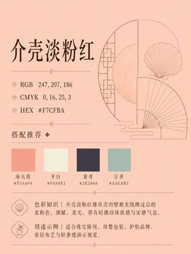 中国传统色 介壳淡粉红 #F7CFBA 色卡