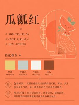 中国传统色 瓜瓤红 #F68C60 色卡