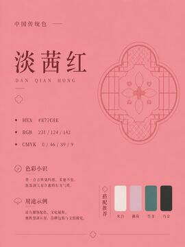 中国传统色 淡茜红 #E77C8E 色卡