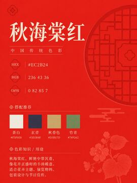 中国传统色 秋海棠红 #EC2B24 色卡