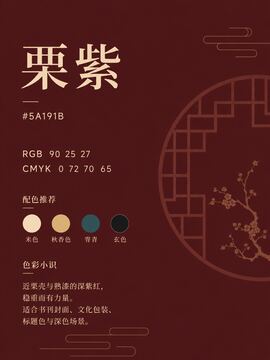 中国传统色 栗紫 #5A191B 色卡