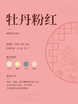 中国传统色 牡丹粉红 #EEA2A4 色卡