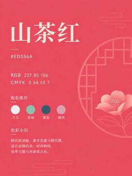中国传统色 山茶红 #ED556A 色卡