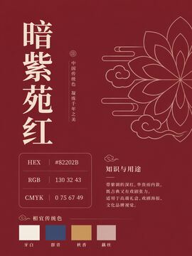 中国传统色 暗紫苑红 #82202B 色卡