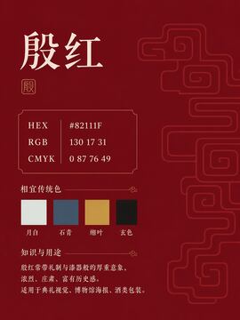 中国传统色 殷红 #82111F 色卡