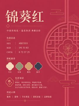 中国传统色 锦葵红 #BF3553 色卡