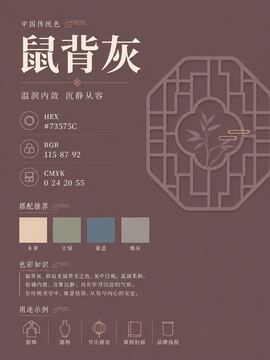 中国传统色 鼠背灰 #73575C 色卡