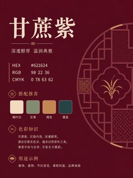 中国传统色 甘蔗紫 #621624 色卡