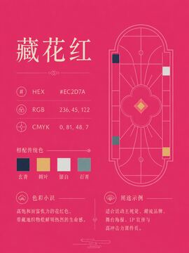 中国传统色 藏花红 #EC2D7A 色卡