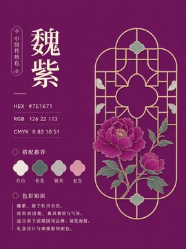 中国传统色 魏紫 #7E1671 色卡