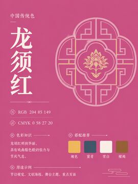 中国传统色 龙须红 #CC5595 色卡