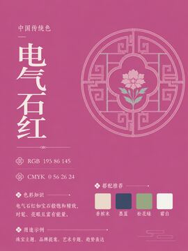 中国传统色 电气石红 #C35691 色卡